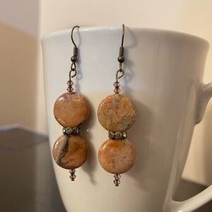 Jasper & Swarovski dangle earrings HANDCRAFTED